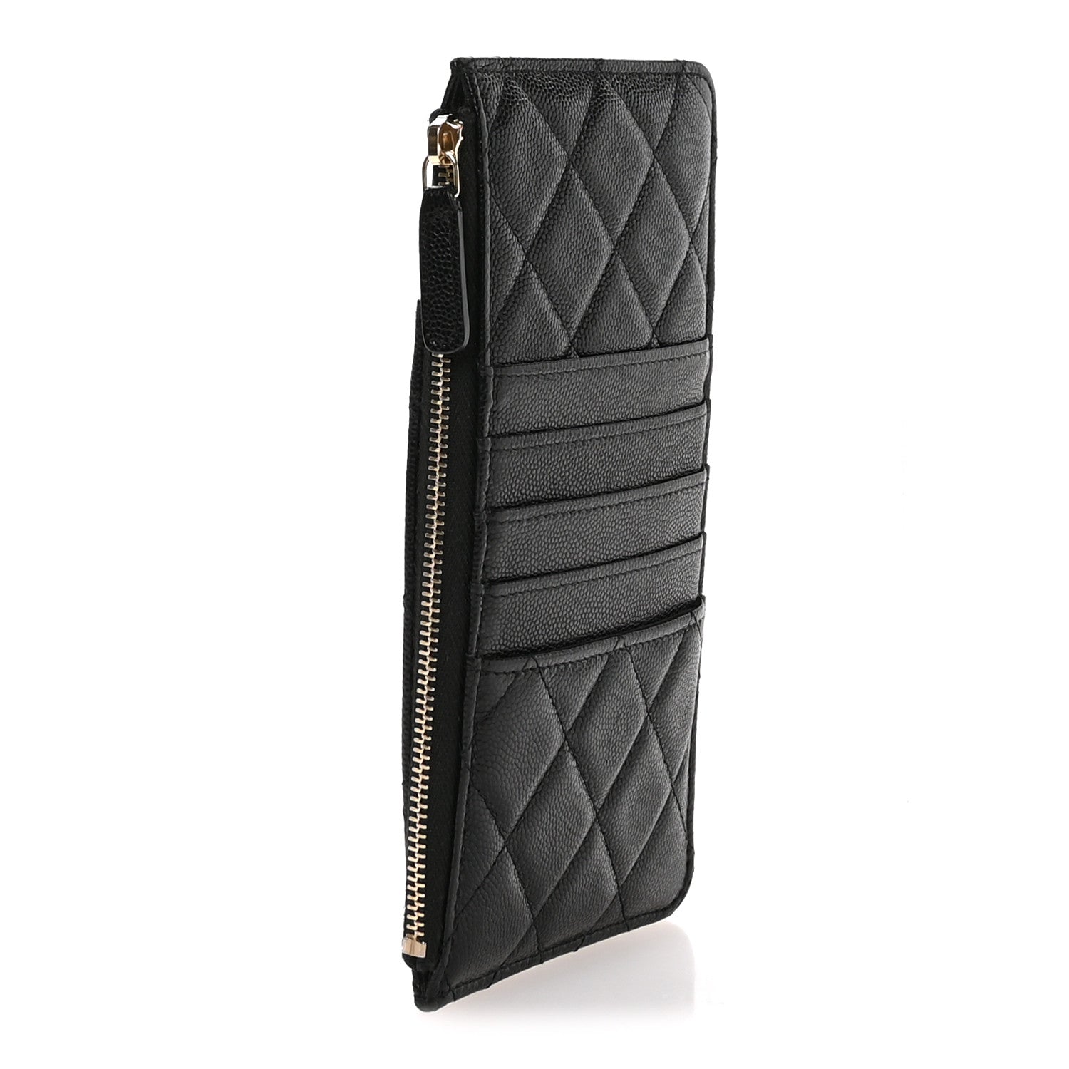 Chanel Caviar Quilted French New Wave Flat Wallet Pouch Black 3 of 8