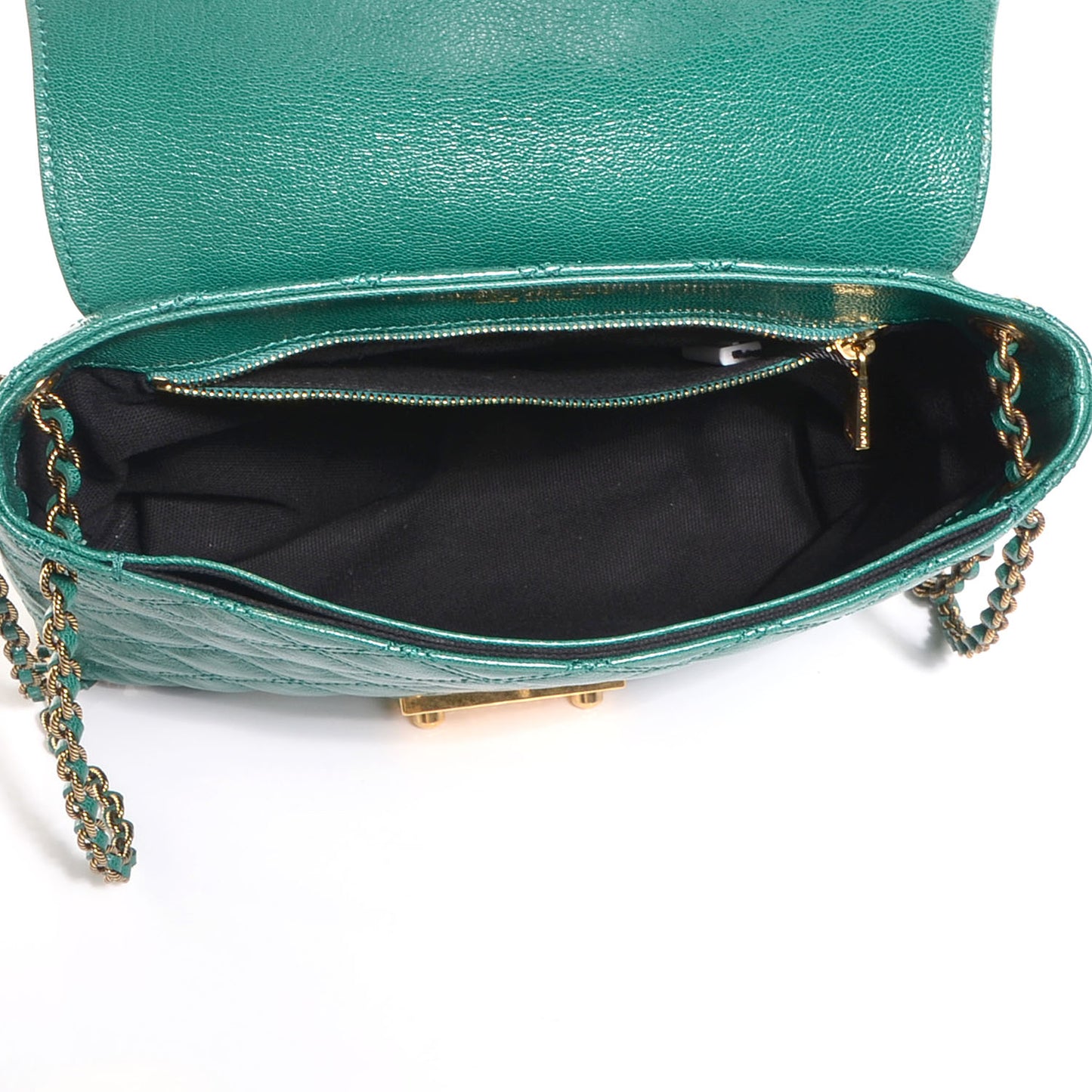 Lambskin Baroque Large Single Flap Emerald