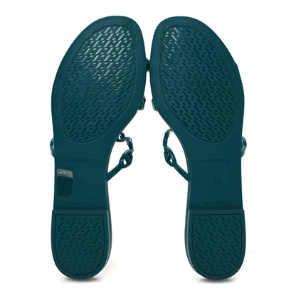 Hermes Rubber Chaine d'Ancre Rivage Sandals 38 Vert d'Ete 7 of 9