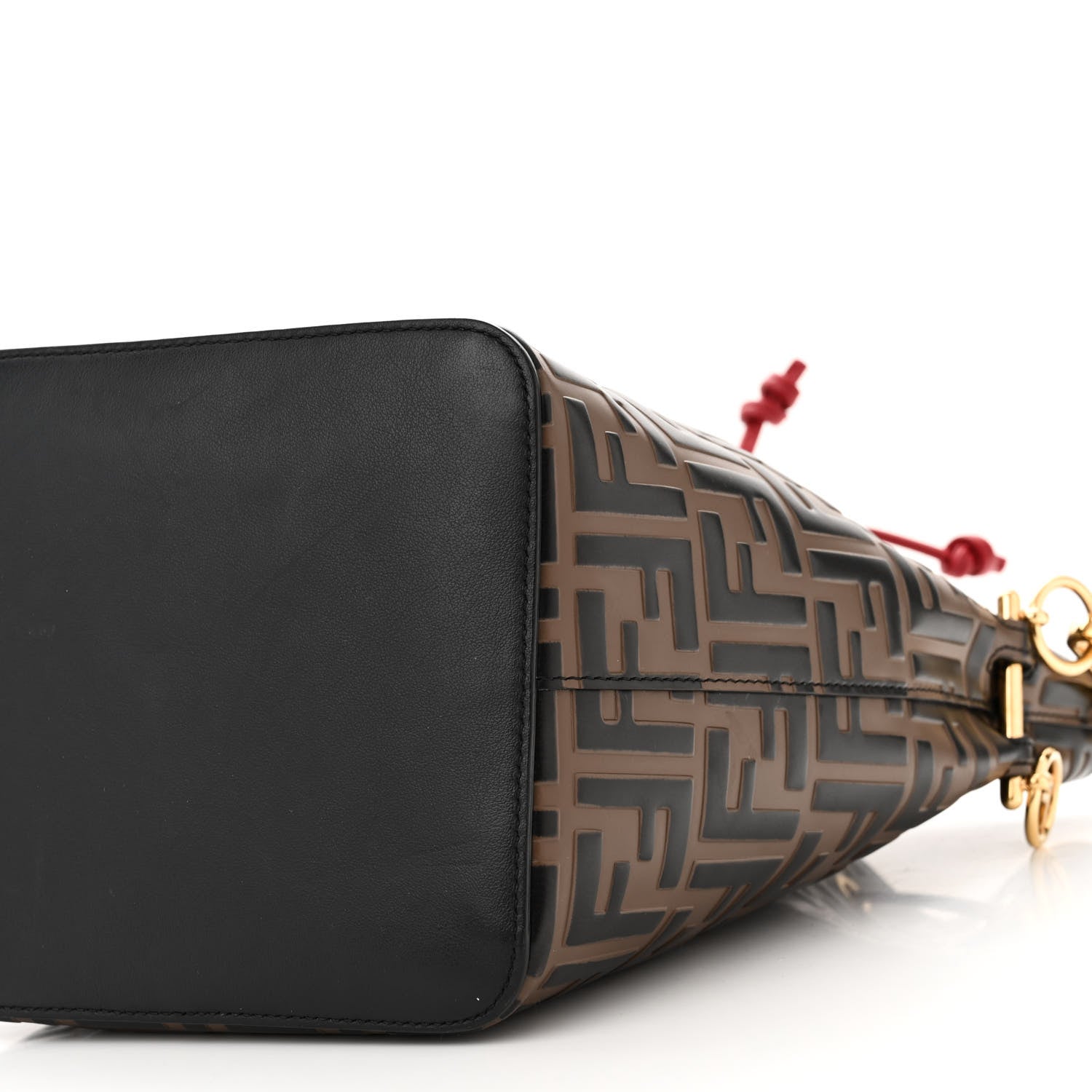 Fendi Vitello Grace F is Fendi Bi-Color FF 1974 Embossed Grande Mon Tresor Bucket Bag Maya Black Fragola 9 of 11