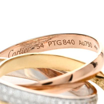 Cartier 18K White Yellow Pink Gold Diamond Small Trinity Paved Ring 54 6.75 4 of 5