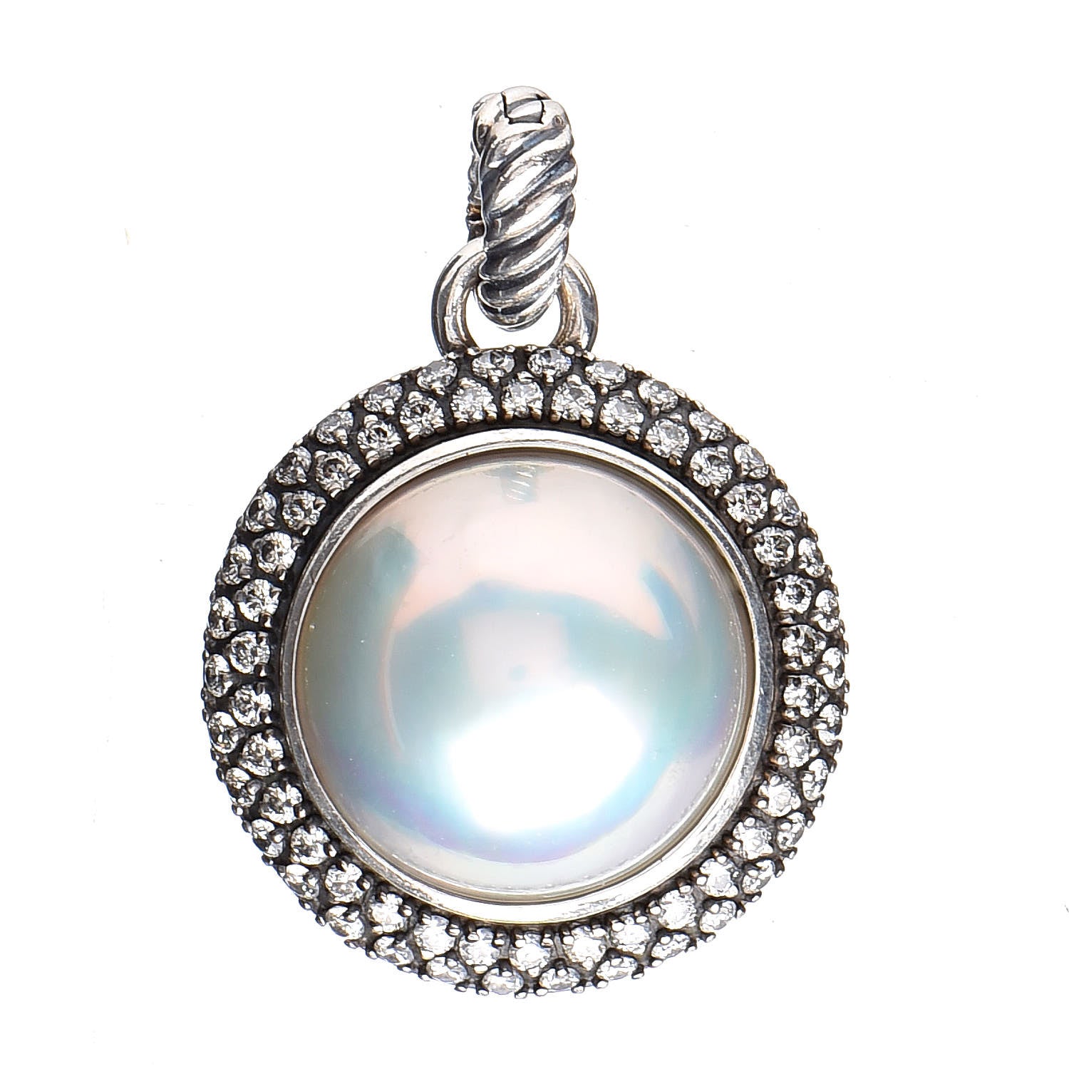 David Yurman Sterling Silver Diamond Freshwater Pearl Midnight Melange Pendant 1 of 3