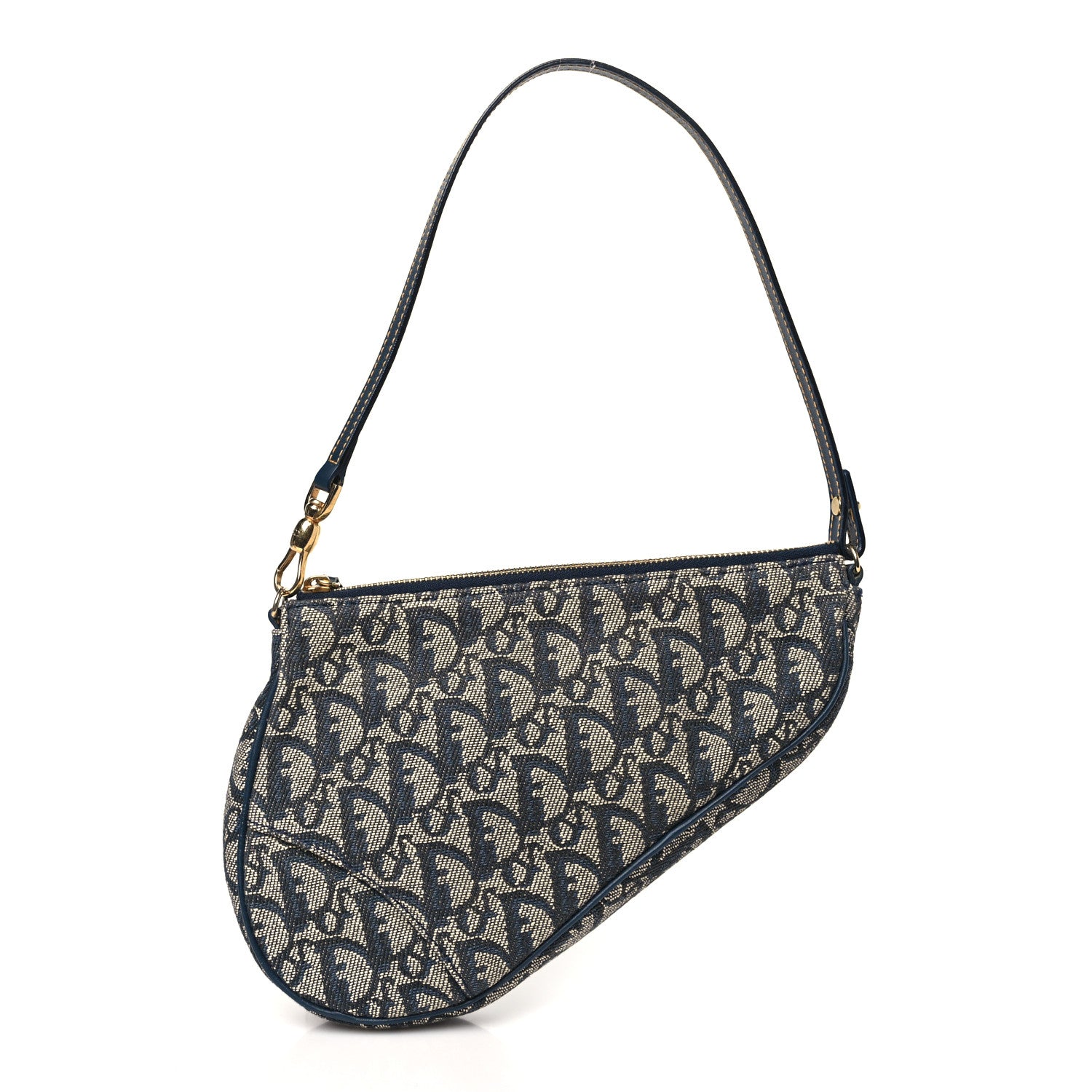 Christian Dior Monogram Mini Saddle Pochette Navy 1 of 12