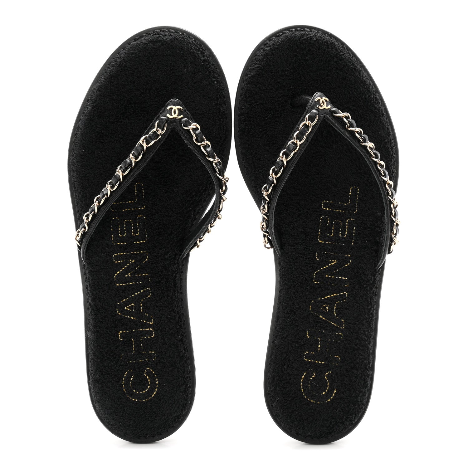 Chanel Lambskin CC Chain Thong Sandals 39 Black 2 of 10