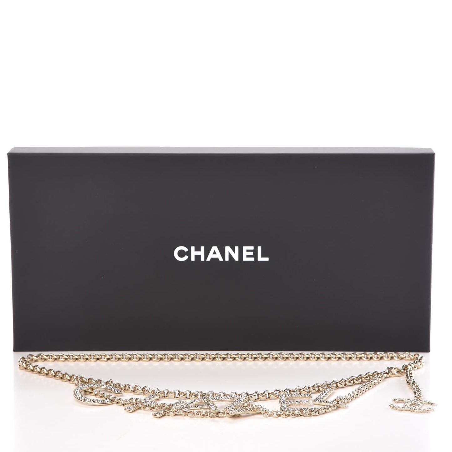 Metal Crystal 90's Icon Logo Chain Belt Gold