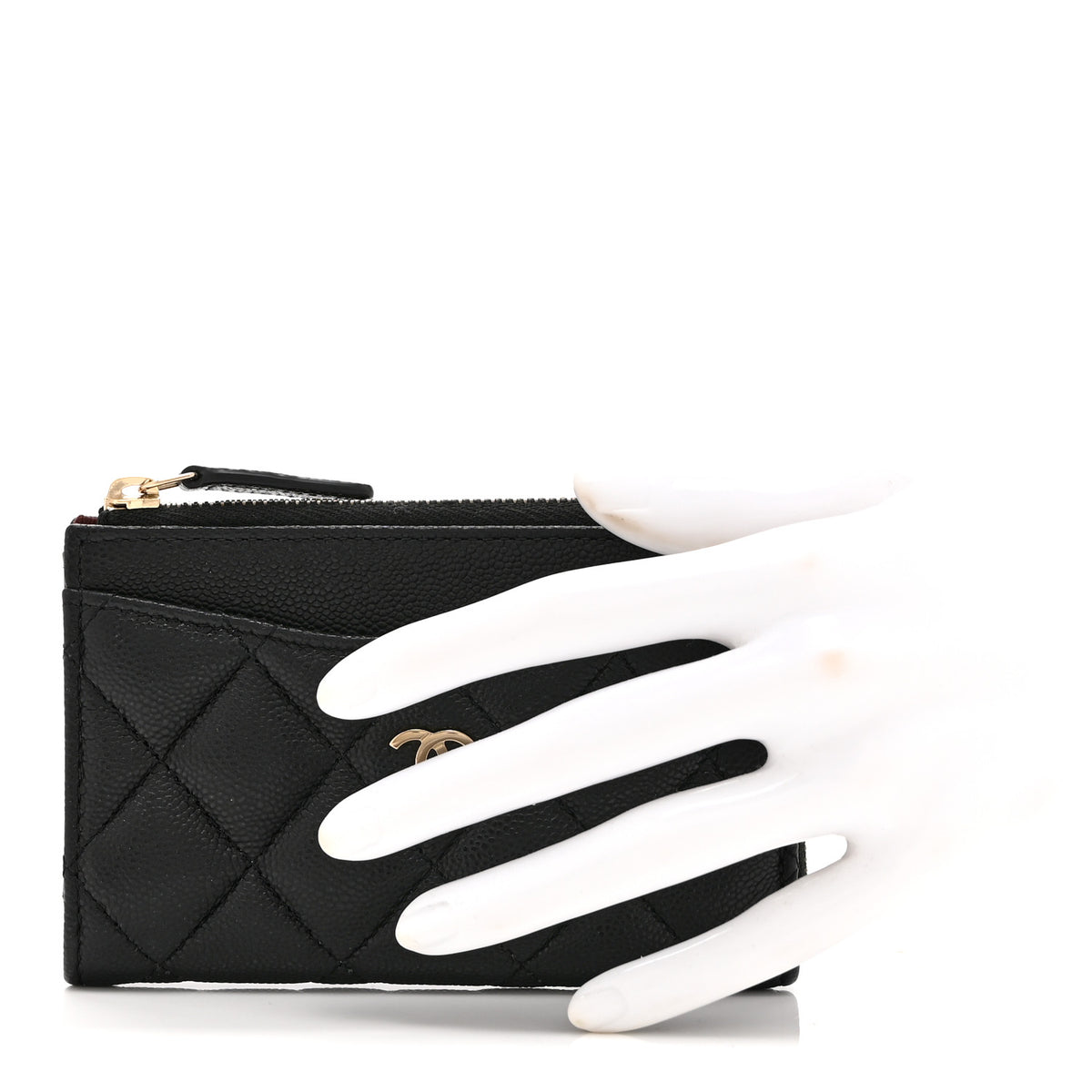 Chanel Caviar Quilted CC Zip Around Card Holder Black 2 of 10