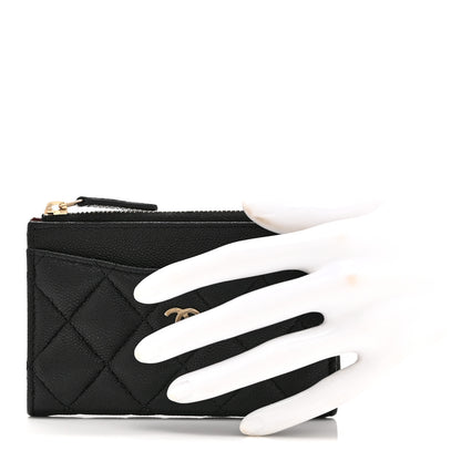 Chanel Caviar Quilted CC Zip Around Card Holder Black 2 of 10