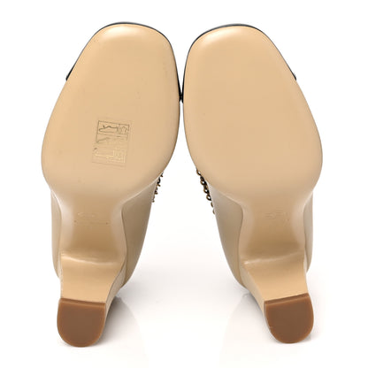 Chanel Calfskin Patent Calfskin Chain Cap Toe Pumps 35 Beige Black 5 of 8