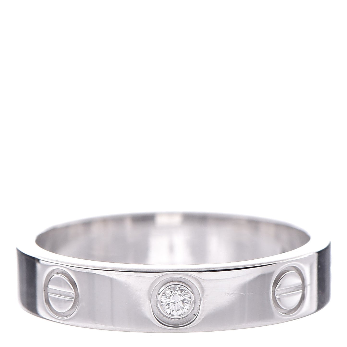 18K White Gold Diamond 4mm LOVE Wedding Band Ring 51 5.75
