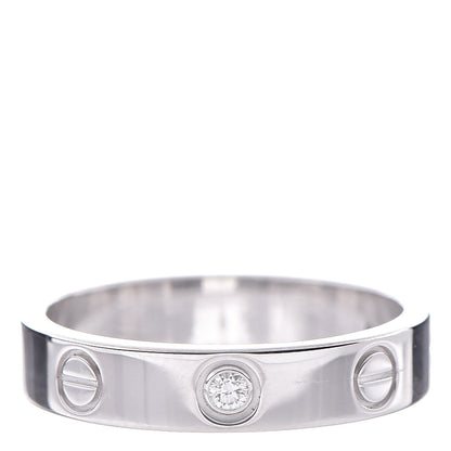 Cartier 18K White Gold Diamond 4mm LOVE Wedding Band Ring 51 5.75 1 of 5