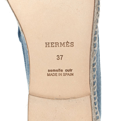 Hermes Denim Canvas Womens Trip Espadrilles 37 Bleu Clair 6 of 8