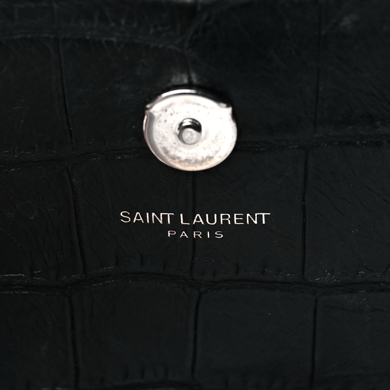 Saint Laurent Calfskin Crocodile Embossed Monogram Small Kate Tassel Satchel Black 6 of 10