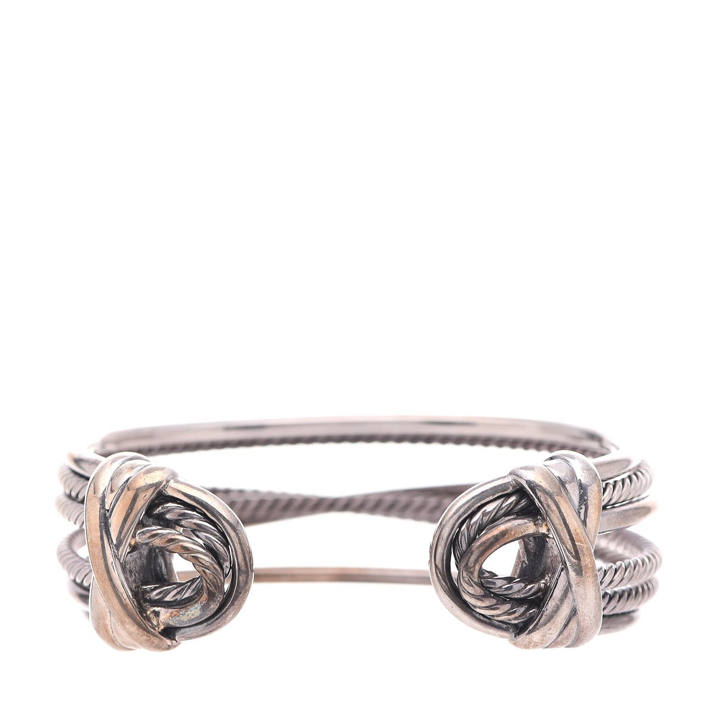 Sterling Silver 24mm Crossover Four Row Cuff S