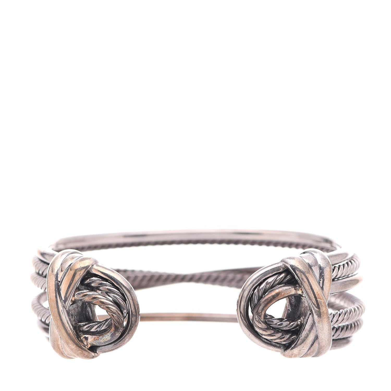 David Yurman Sterling Silver 24mm Crossover Four Row Cuff S 3 of 6