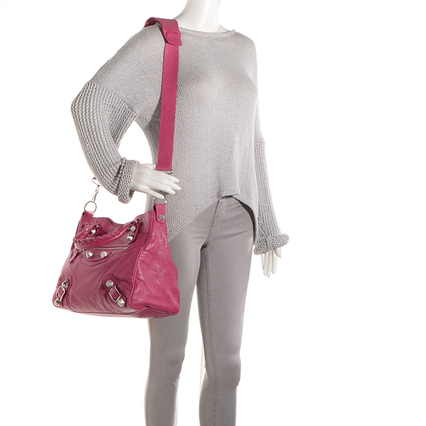 Agneau Giant 21 Silver Hardware Velo Cyclamen Fucsia