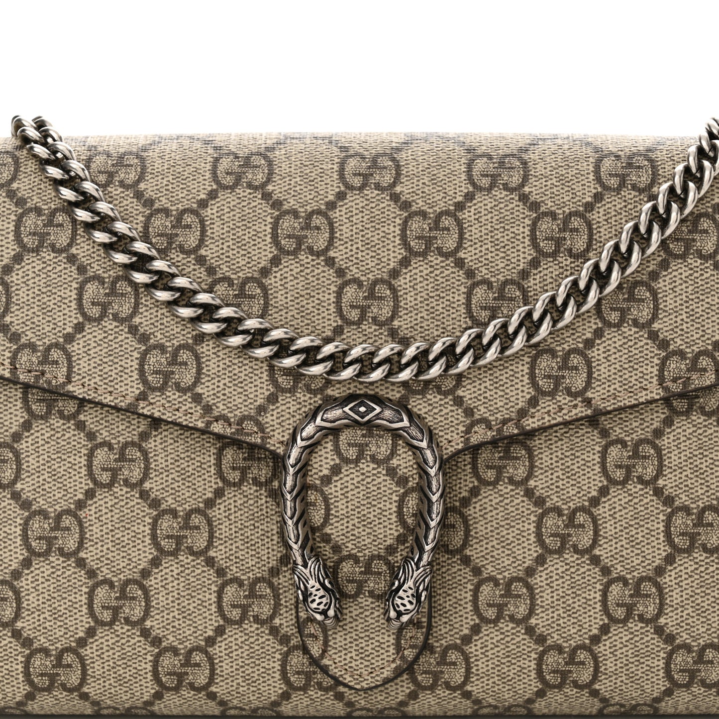 GG Supreme Monogram Mini Dionysus Chain Wallet Beige Taupe