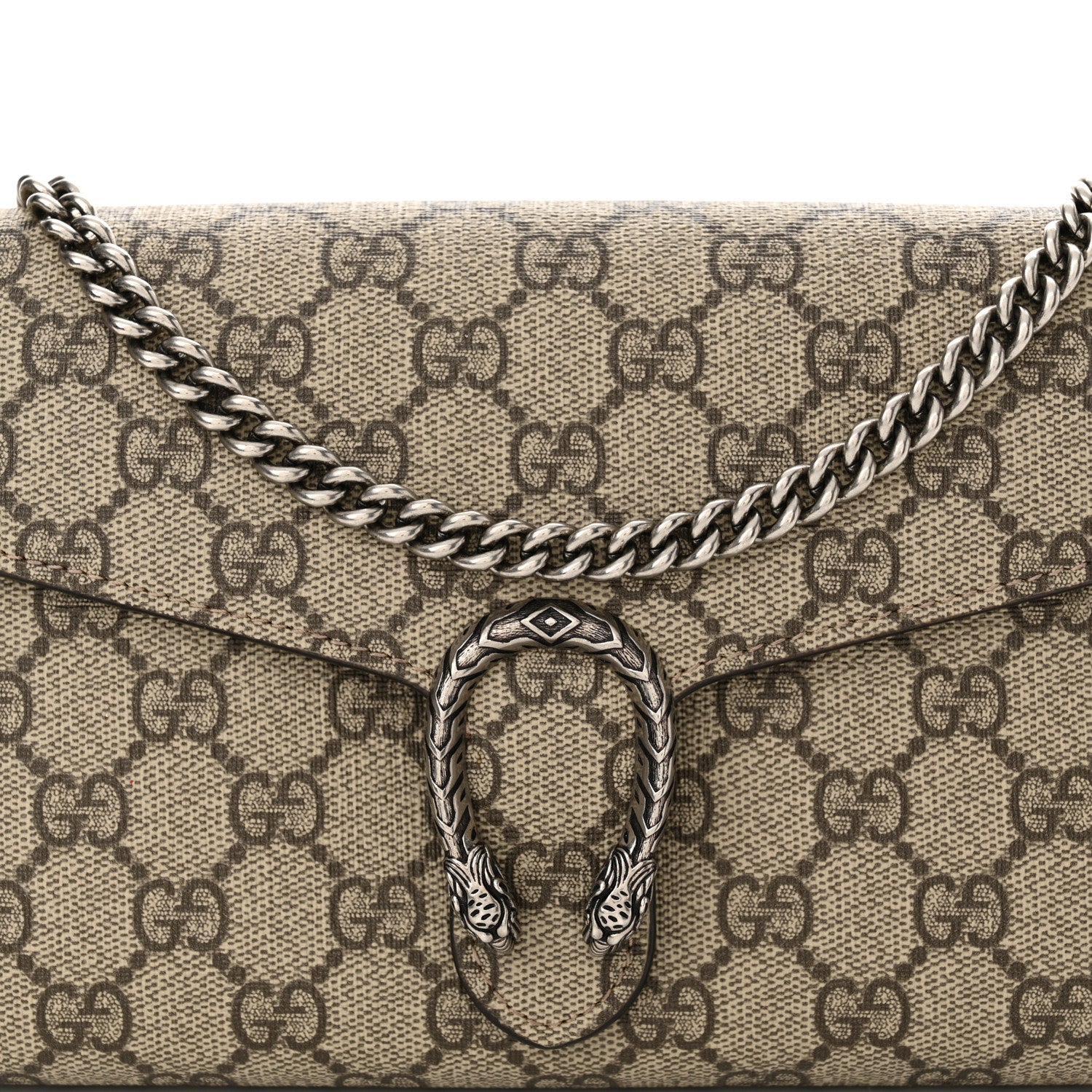 Gucci GG Supreme Monogram Mini Dionysus Chain Wallet Beige Taupe 8 of 14