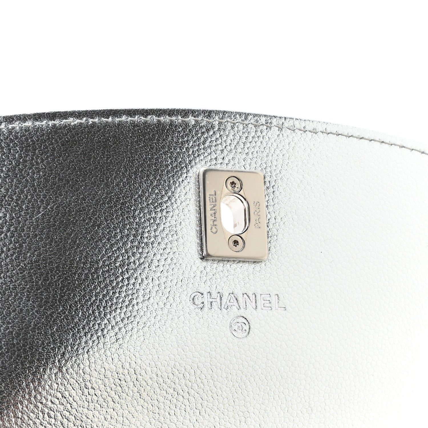 Chanel Metallic Caviar Quilted Top Handle Wallet on Chain WOC Silver 6 of 12