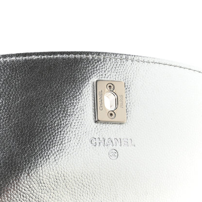 Chanel Metallic Caviar Quilted Top Handle Wallet on Chain WOC Silver 6 of 12