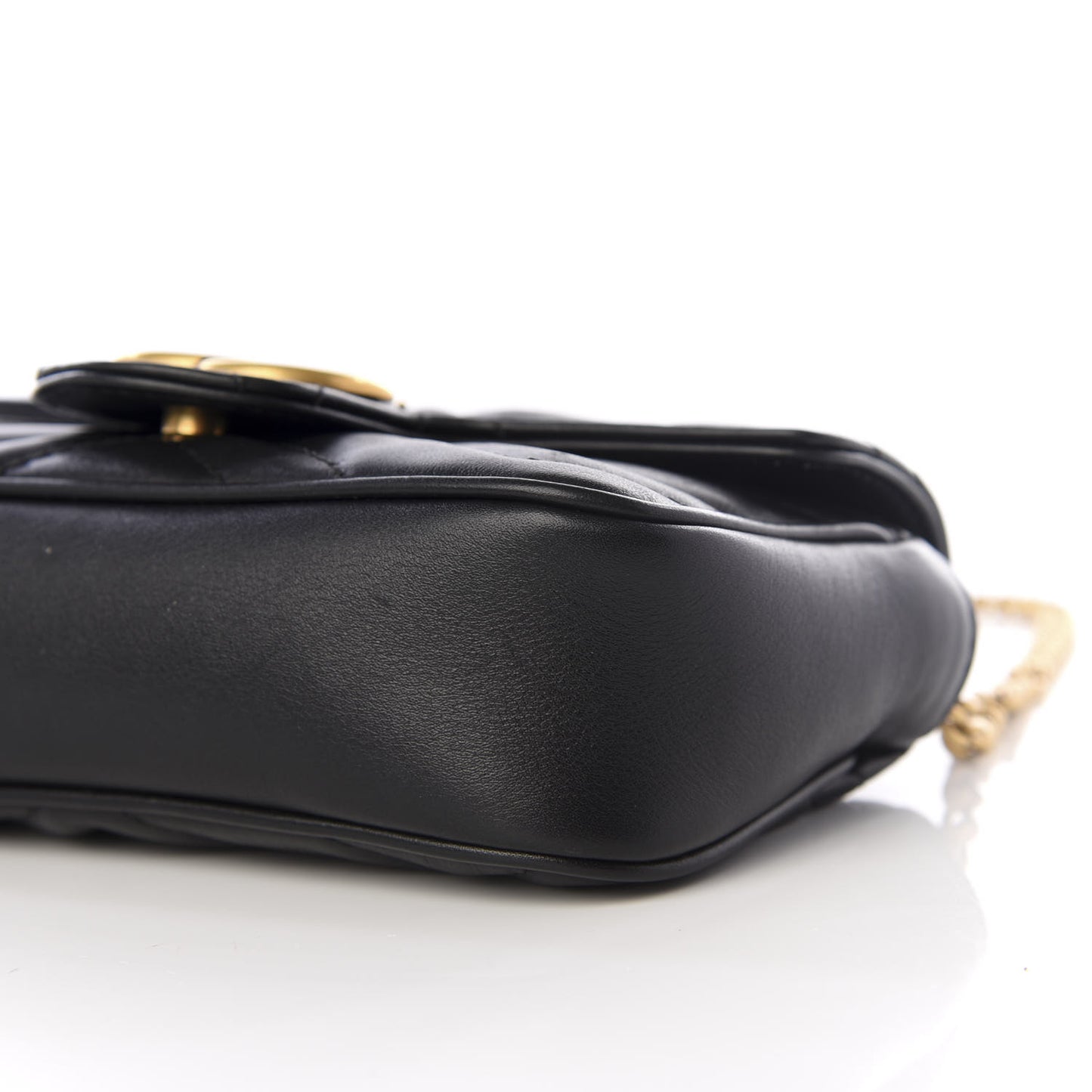 Calfskin Matelasse Super Mini GG Marmont Shoulder Bag Black