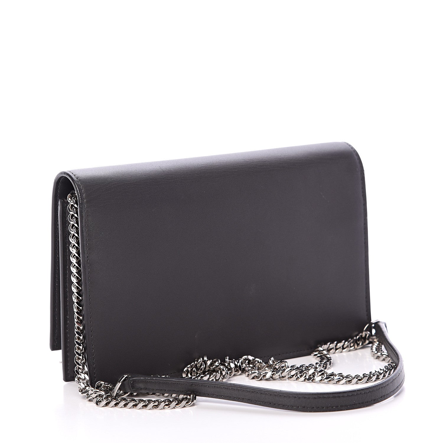 Saint Laurent Smooth Calfskin Classic Monogram Kate Tassel Chain Wallet Grey 2 of 11