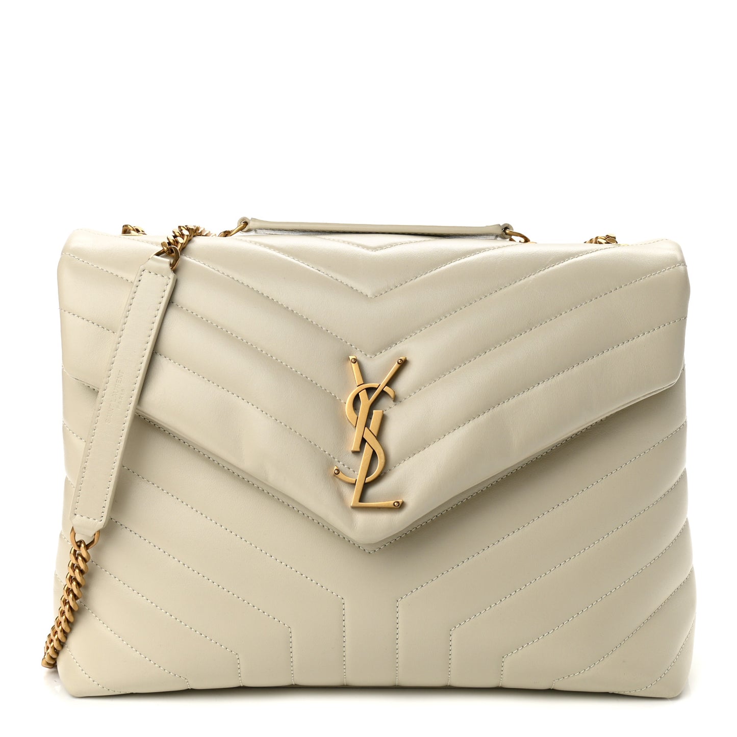 Calfskin Y Quilted Monogram Medium Loulou Chain Satchel Crema Soft