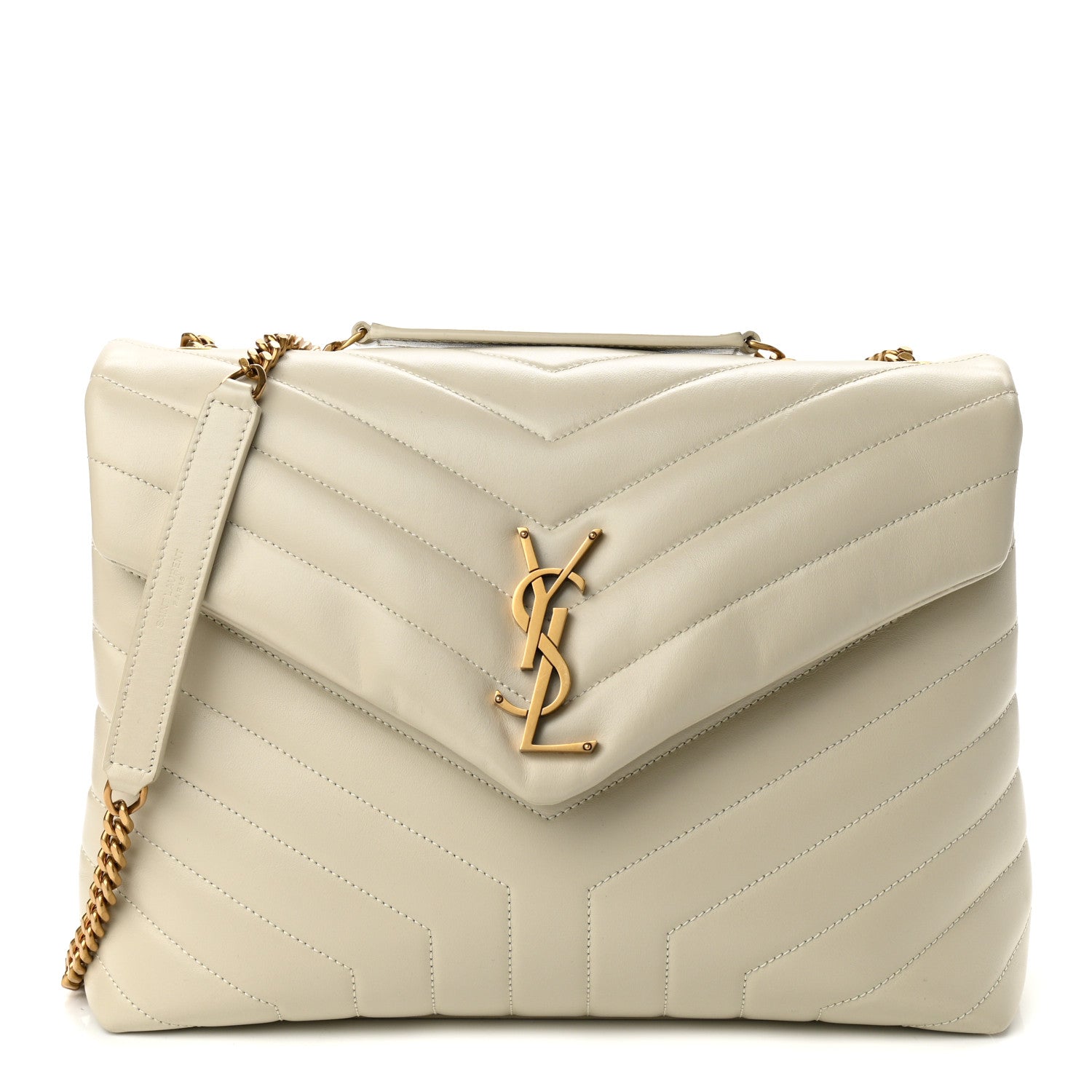 Saint Laurent Calfskin Y Quilted Monogram Medium Loulou Chain Satchel Crema Soft 1 of 12