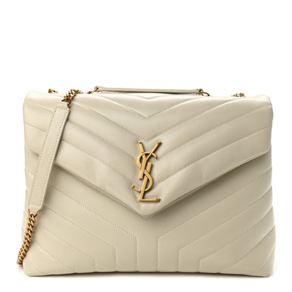 Saint Laurent Calfskin Y Quilted Monogram Medium Loulou Chain Satchel Crema Soft 1 of 12