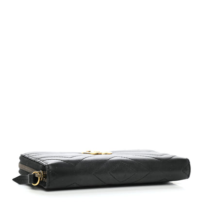 Gucci Calfskin Matelasse GG Marmont Zip Around Wallet Black 4 of 7