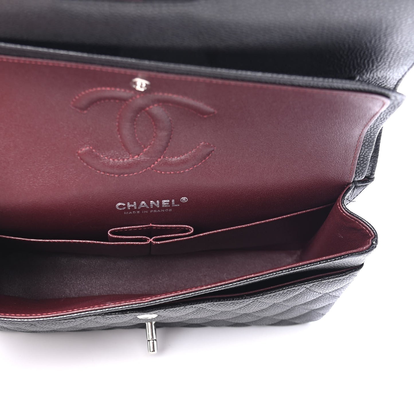 Caviar Quilted Medium Double Flap Black