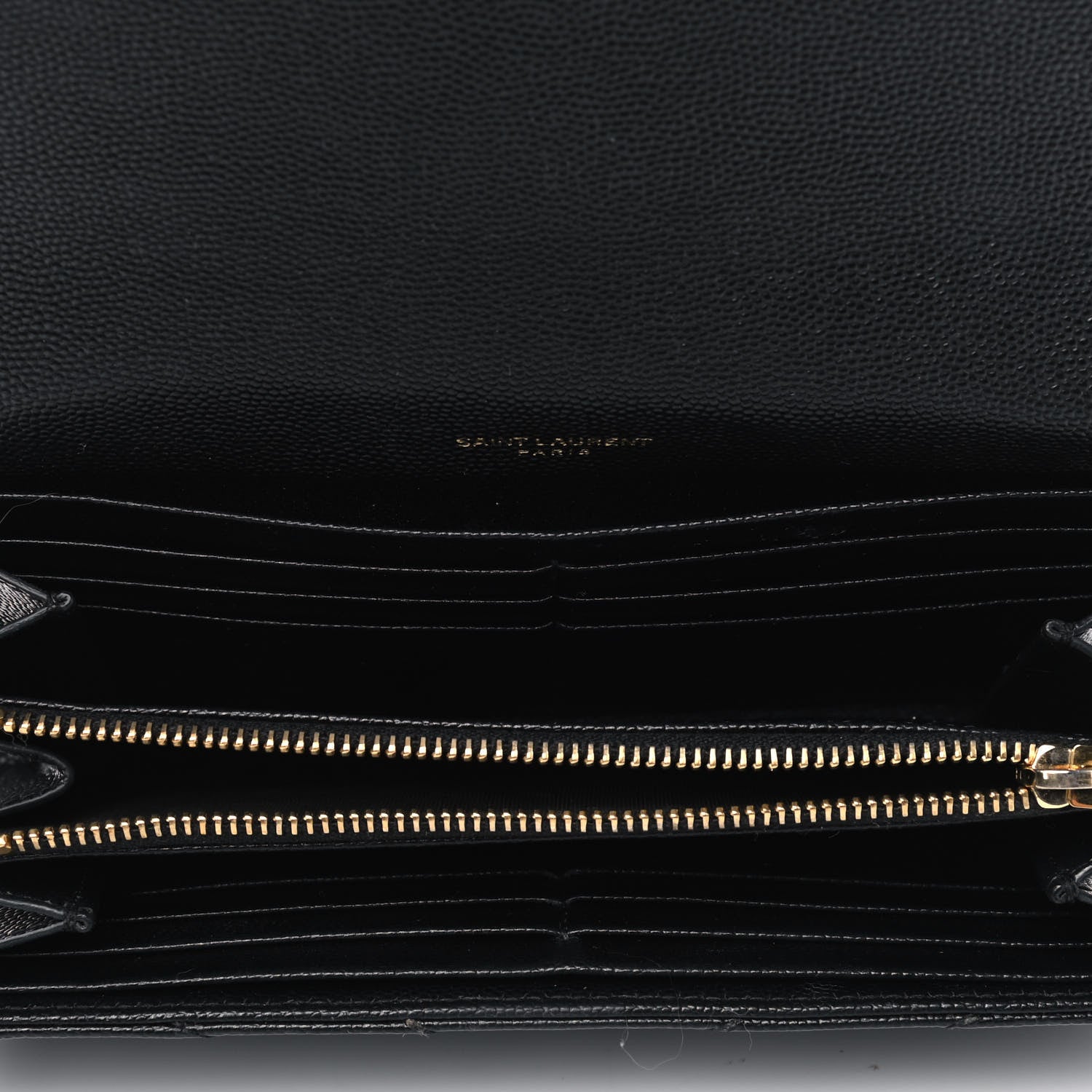 Saint Laurent Grain De Poudre Matelasse Chevron Monogram Flap Wallet Black 4 of 7