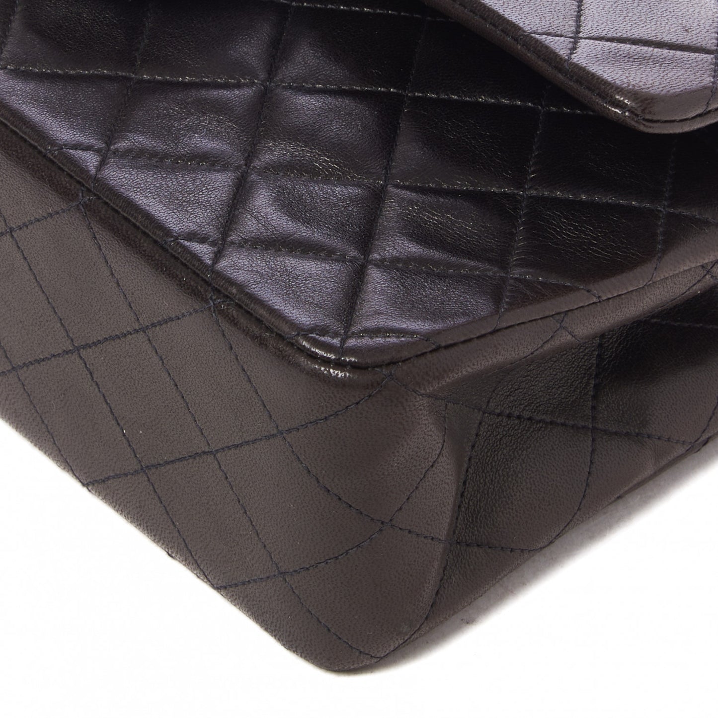 Lambskin Quilted Medium Double Flap Black