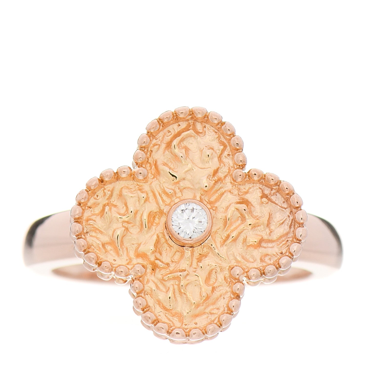 Van Cleef & Arpels 18K Rose Gold Diamond Vintage Alhambra Ring 53 6.25 1 of 6