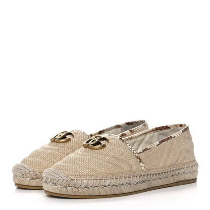 Gucci Straw Elaphe Matelasse GG Marmont Espadrilles 38 Natural Cream Brown 3 of 11