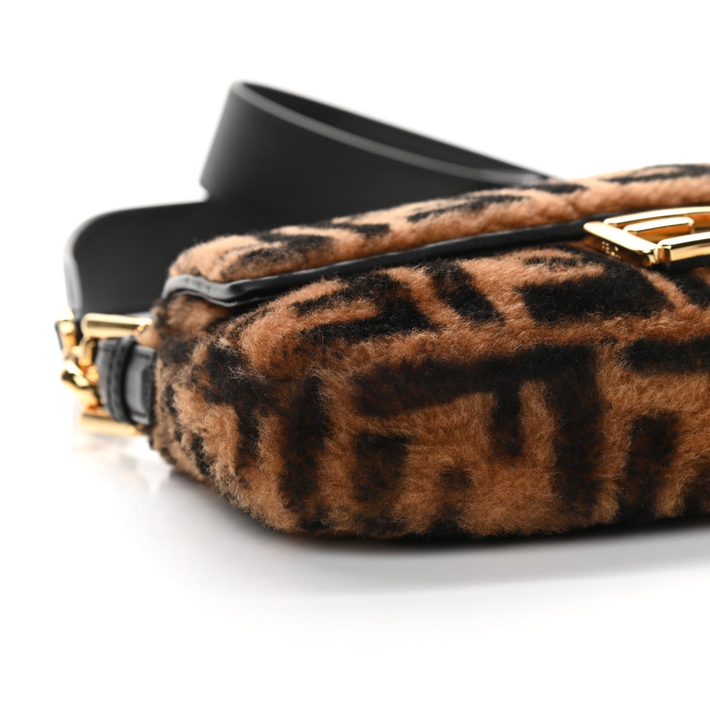 Shearling Vitello Dolce Macro FF 1974 Baguette Tobacco Black