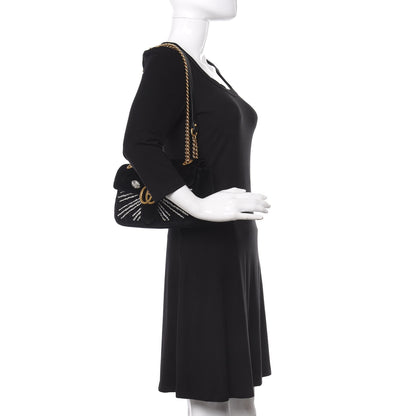 Gucci Velvet Matelasse Marquise Crystals Embroidered Small GG Marmont Shoulder Bag Black 2 of 10