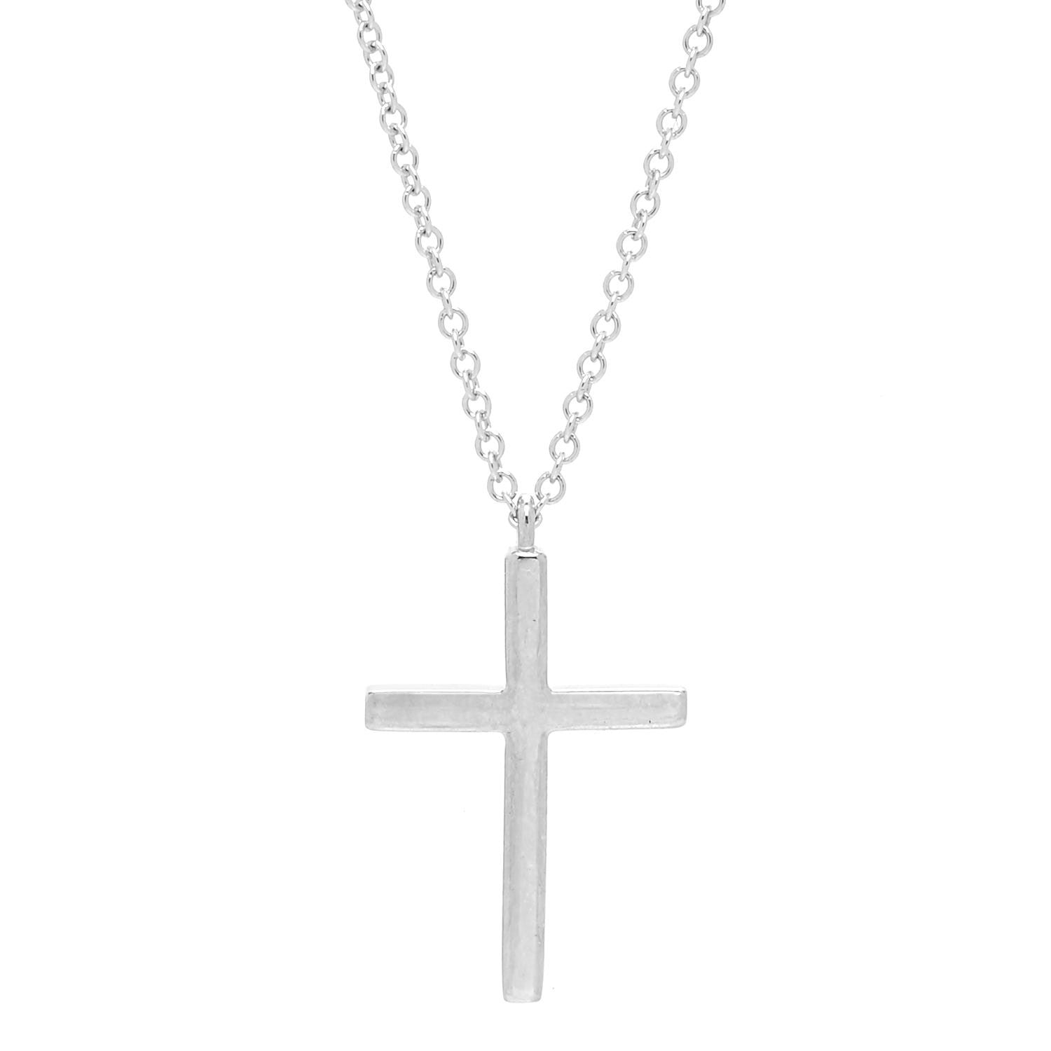 Tiffany 18K White Gold Diamond Medium Cross Pendant Necklace 4 of 6