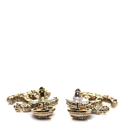 Chanel Crystal CC Drop Logo Earrings Gold 3 of 4