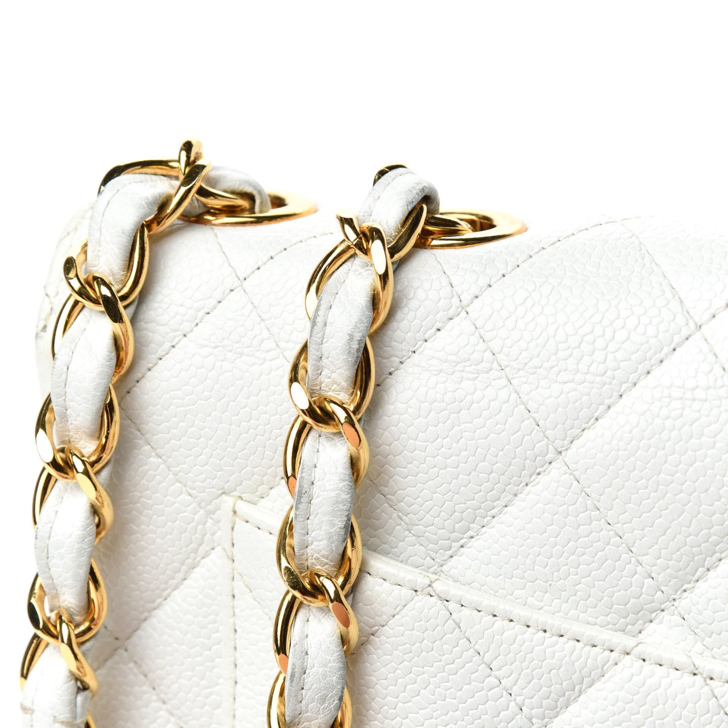 Caviar Quilted Jumbo Single Flap White