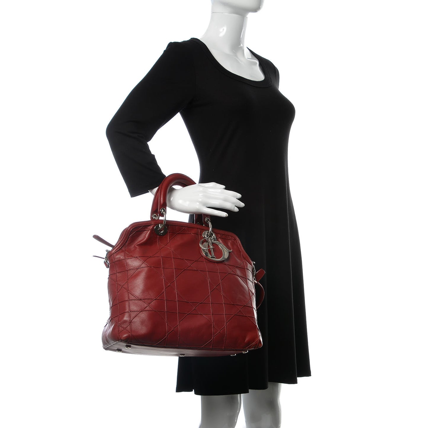 Lambskin Cannage Medium Granville Tote Red