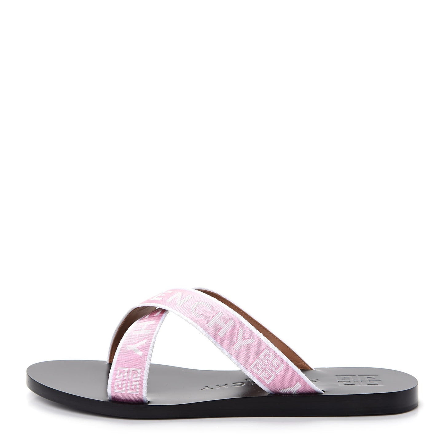 Grosgrain Cross Logo Ankle Strap Sandals 38 Pink White