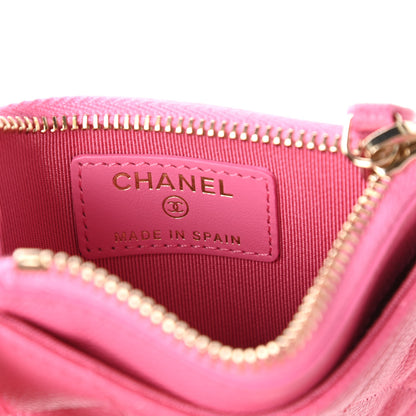 Chanel Caviar Quilted CC Zip Card Holder Pink 8 of 11