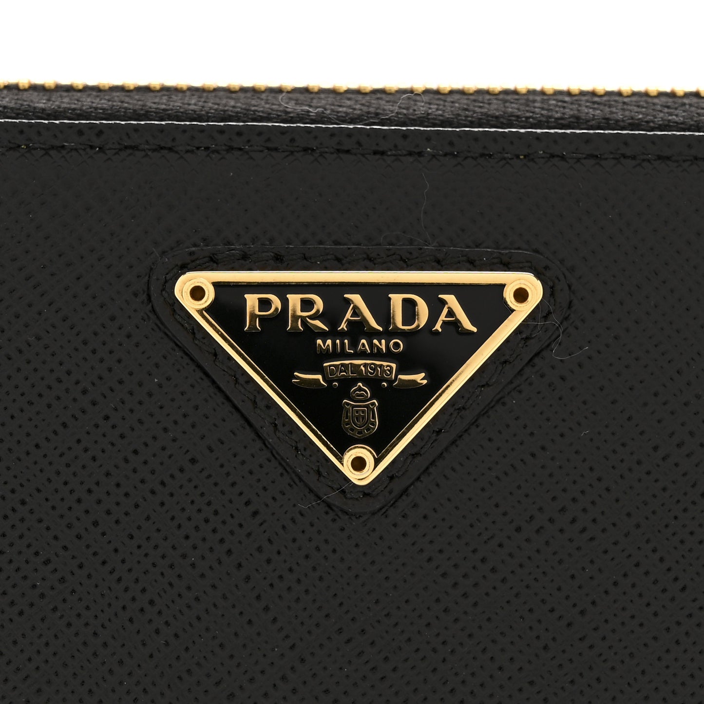 Saffiano Triangle Zip Around Wallet Black