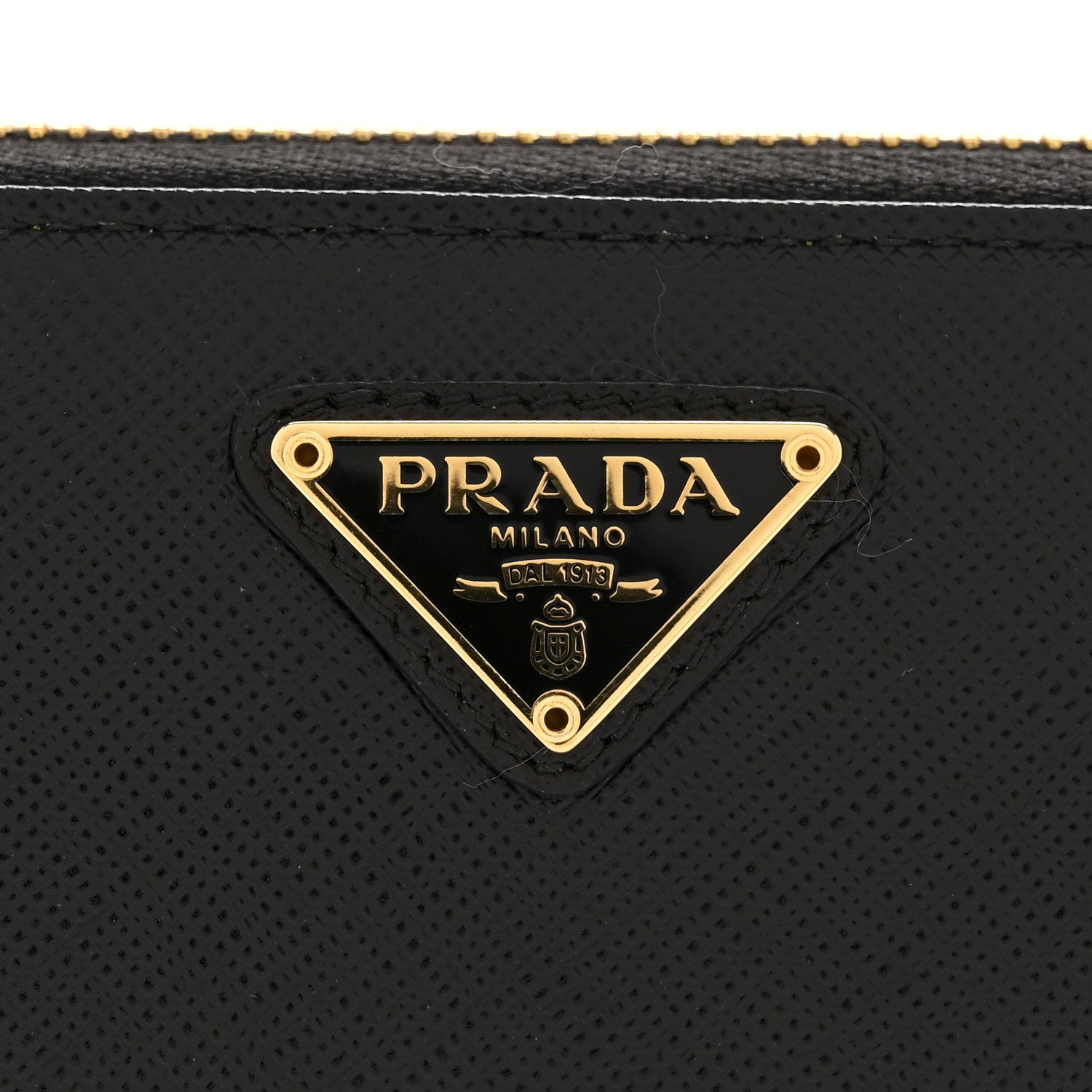 Prada Saffiano Triangle Zip Around Wallet Black 8 of 9