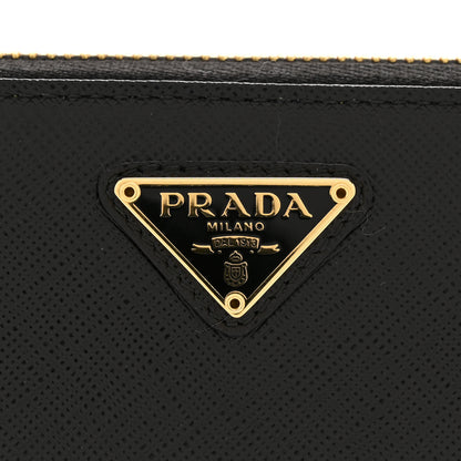 Prada Saffiano Triangle Zip Around Wallet Black 8 of 9