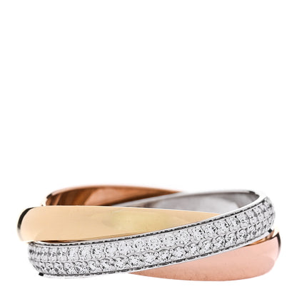 Cartier 18K White Yellow Pink Gold Diamond Small Trinity Paved Ring 53 6.5 3 of 5