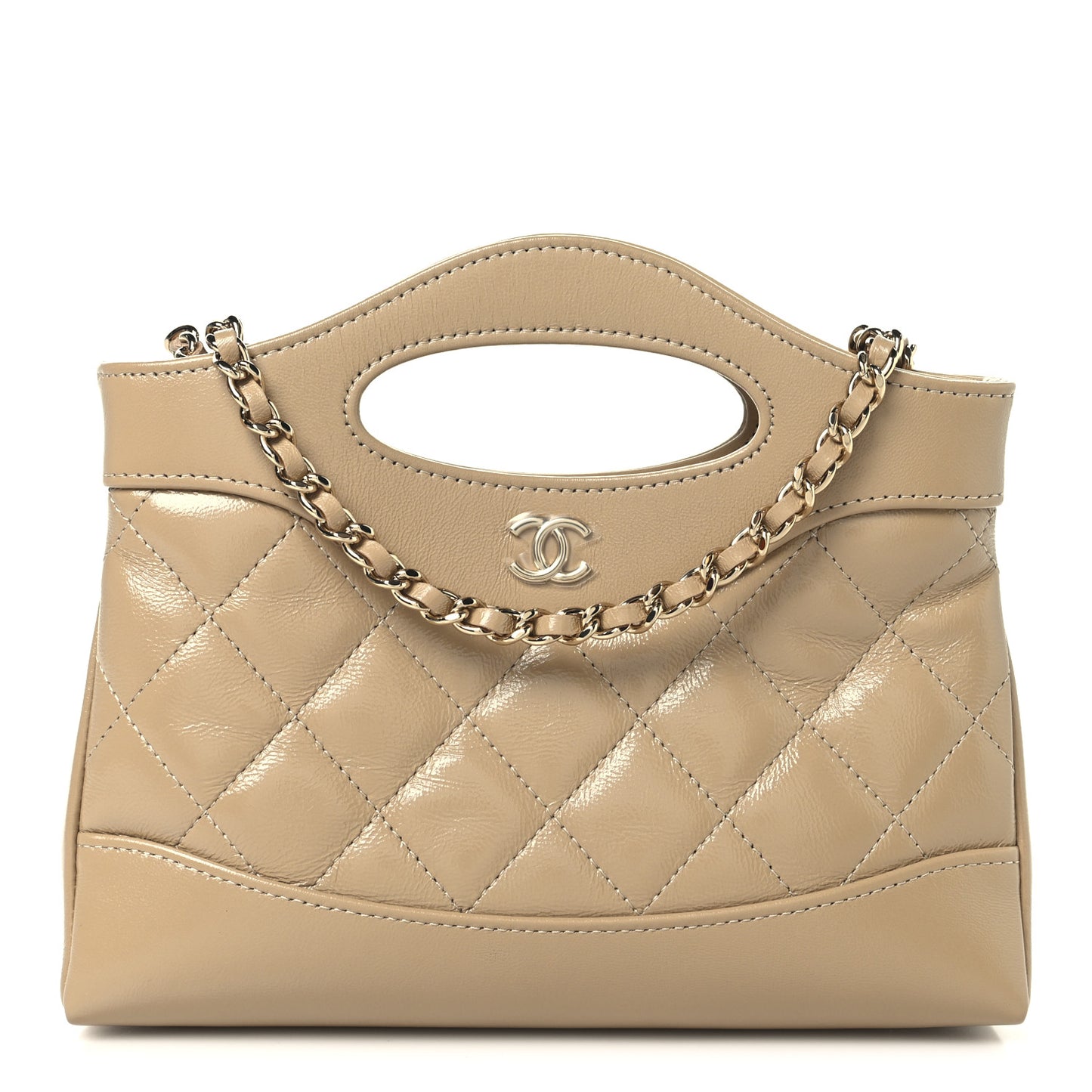 Quilted Nano 31 Shopping Bag Gold Beige