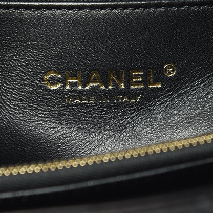 Chanel Calfskin Lizard Chevron Quilted Small Coco Handle Flap Black 6 of 13
