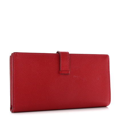 Hermes Epsom Bearn Gusset Wallet Rouge Casaque 3 of 11