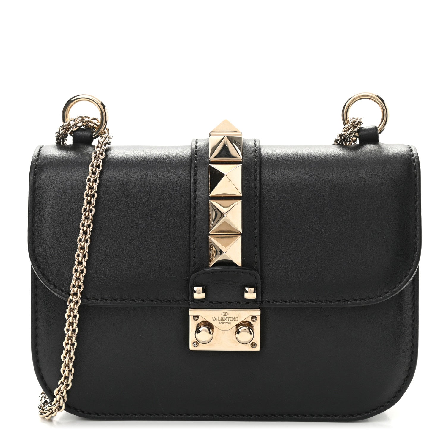 Valentino Garavani Vitello Small Glam Lock Rockstud Flap Black 1 of 10